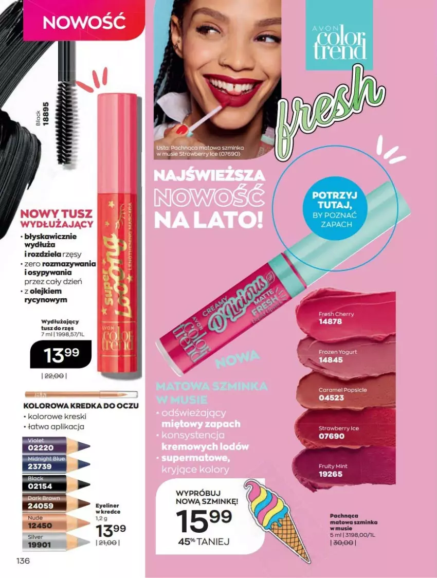 Gazetka promocyjna Avon - Katalog Avon 6/2021 kampania czerwiec - ważna 01.06 do 30.06.2021 - strona 136 - produkty: Frozen, Inka, Kredka, Lack, Mus, Szminka, Tusz