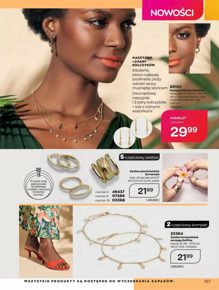 Gazetka promocyjna Avon - Katalog Avon 6/2021 kampania czerwiec - ważna 01.06 do 30.06.2021 - strona 157 - produkty: Bizuteria, Cynk, Naszyjnik, Orka, Pierścionek, Zestaw pierścionków