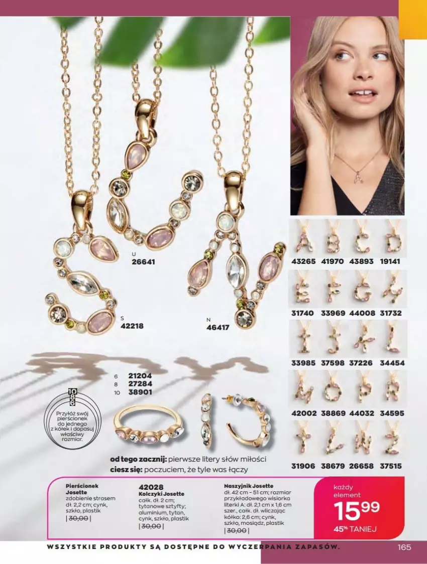 Gazetka promocyjna Avon - Katalog Avon 6/2021 kampania czerwiec - ważna 01.06 do 30.06.2021 - strona 165 - produkty: Cynk, Kolczyki, Naszyjnik, Orka, Pierścionek, Tytan