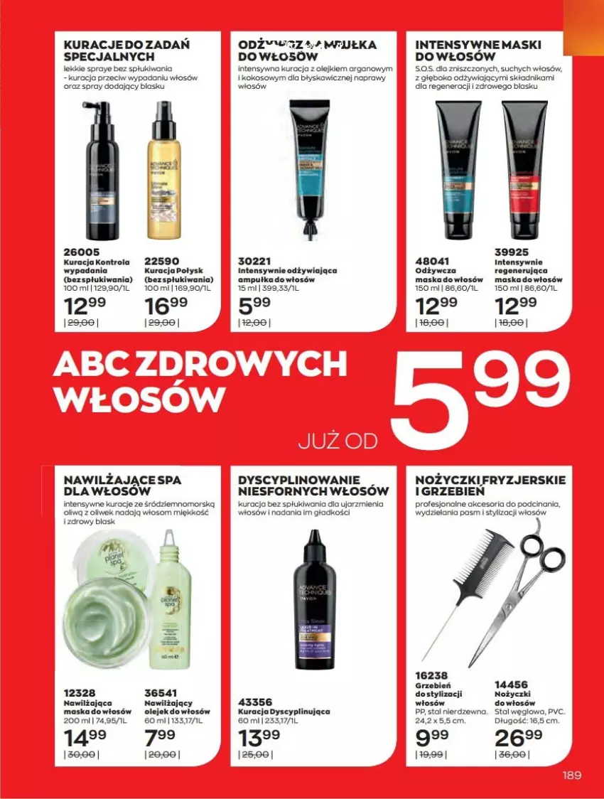 Gazetka promocyjna Avon - Katalog Avon 6/2021 kampania czerwiec - ważna 01.06 do 30.06.2021 - strona 189 - produkty: Kokos, Maska, Maska do włosów, Noż, Nożyczki, Olej, Regenerująca maska