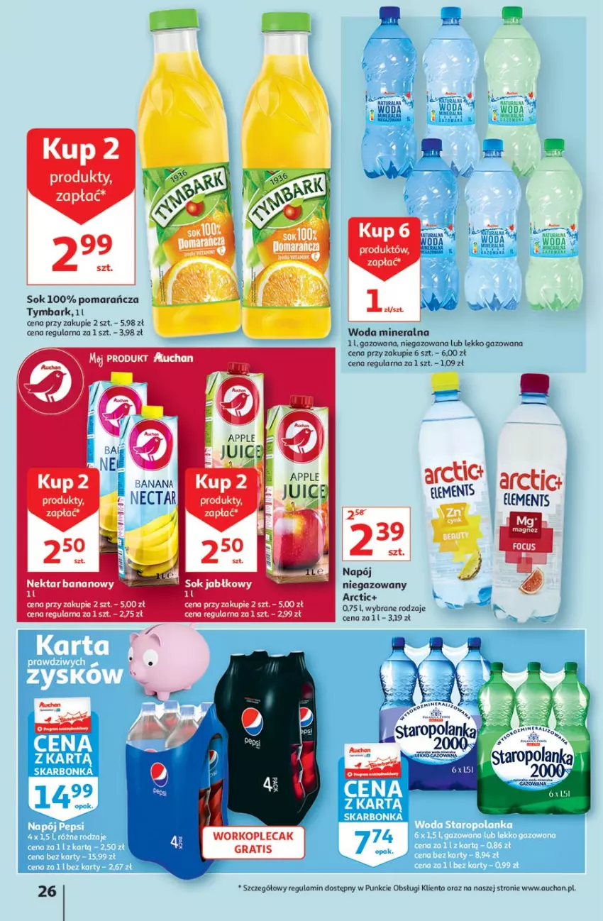 Gazetka promocyjna Auchan - Hiper Kibicowanie Hipermarkety - ważna 10.06 do 16.06.2021 - strona 26 - produkty: Gra, Napój, Nektar, Plecak, Sok, Staropolanka, Tymbark, Woda, Woda mineralna