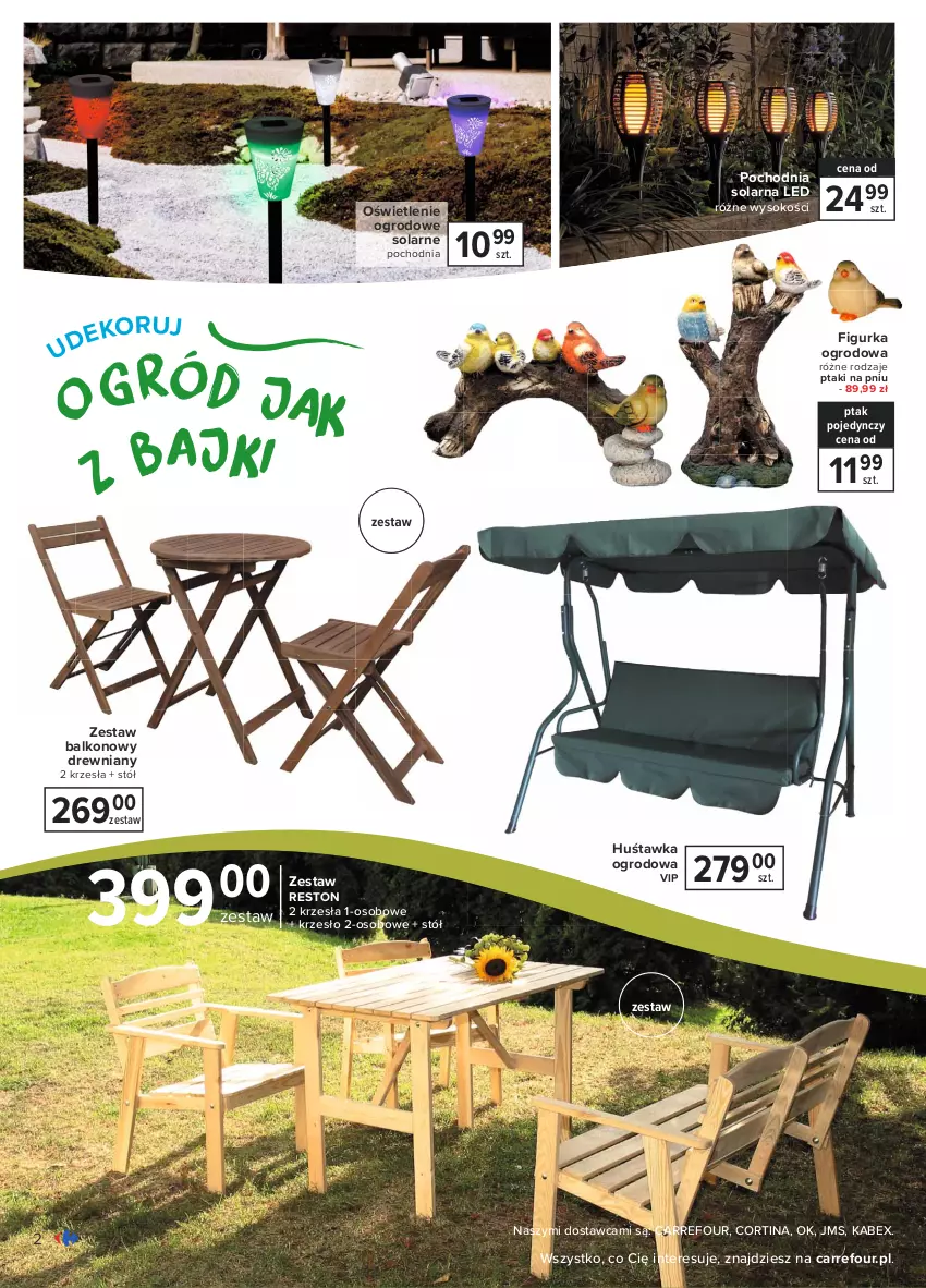 Gazetka promocyjna Carrefour - Gazetka Ogród, tras i balkon - ważna 19.04 do 08.05.2021 - strona 2 - produkty: Huśtawka, Krzesło, Sok, Stół