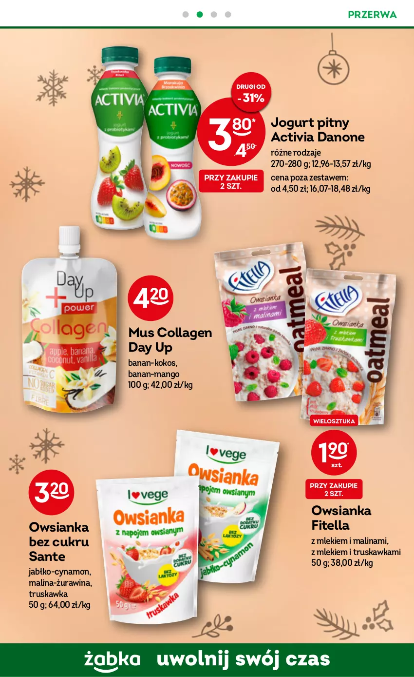 Gazetka promocyjna Żabka - ważna 28.12.2022 do 03.01.2023 - strona 34 - produkty: Activia, Danone, Jogurt, Jogurt pitny, Kokos, Mango, Mus, Owsianka, Sante