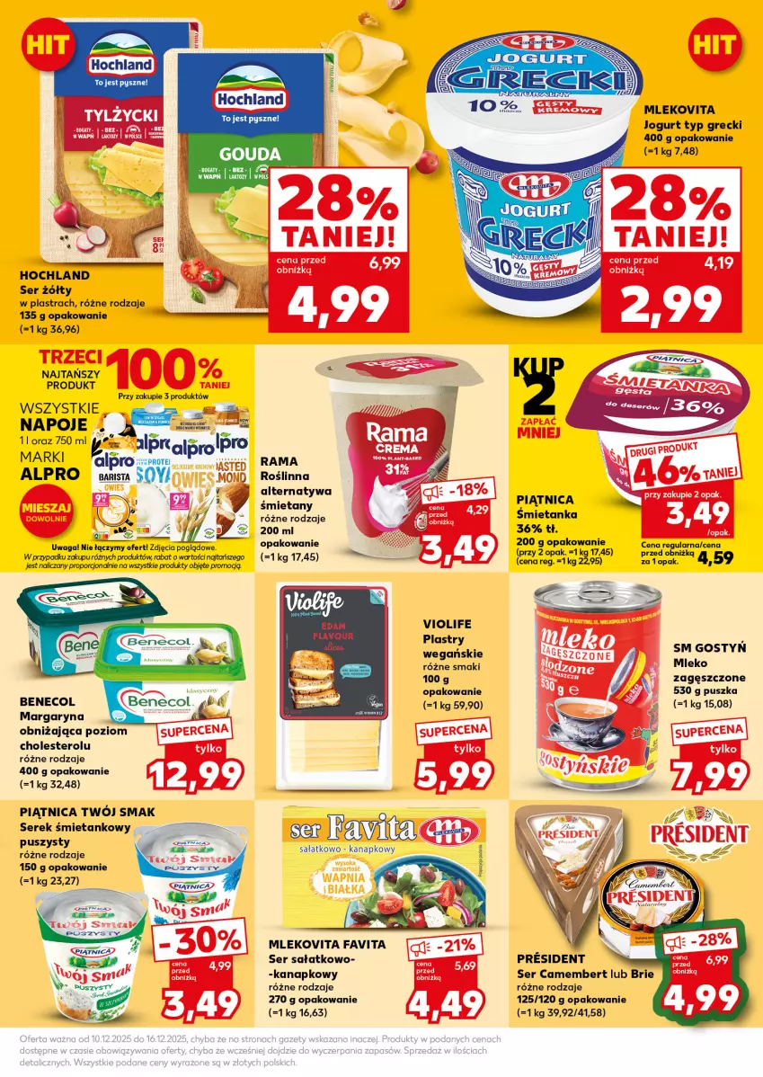 Gazetka promocyjna Kaufland - Mocny Start - ważna 15.12 do 16.12.2025 - strona 19 - produkty: Alpro, Benecol, Brie, Camembert, Fa, Favita, Gouda, Hochland, Jogurt, Margaryna, Mleko, Mlekovita, Napoje, Piątnica, Por, Rama, Sałat, Ser, Serek, Top, Twój Smak, Waga
