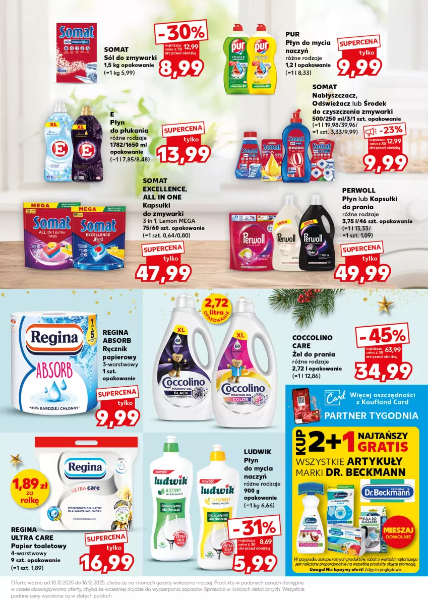 Gazetka promocyjna Kaufland - Mocny Start - ważna 15.12 do 16.12.2025 - strona 21 - produkty: Coccolino, Do mycia naczyń, Doom, Fa, Gin, Kapsułki do prania, Ludwik, Papier, Papier toaletowy, Perwoll, Płyn do mycia, Płyn do mycia naczyń, Por, Pur, Sól, Somat, Zmywarki