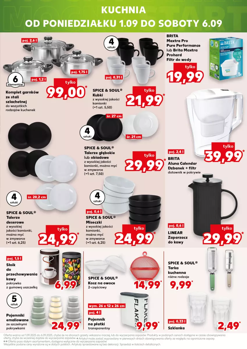 Gazetka promocyjna Kaufland - Mocny Start - ważna 01.09 do 03.09.2025 - strona 17 - produkty: Brit, Brita, Brita Maxtra, Deser, Dzbanek, Kosz, Owoce, Pojemnik, Pur, Ser, Sok, Szklanka, Talerz, Tarka, Zaparzacz