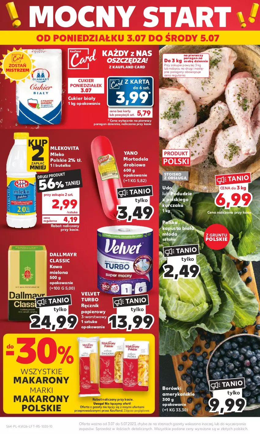 Gazetka promocyjna Kaufland - Gazetka tygodnia - ważna 29.06 do 05.07.2023 - strona 64 - produkty: Cukier, Dallmayr, Grunt, Kawa, Kawa mielona, Kurczak, Makaron, Mleko, Mlekovita, Papier, Ręcznik, Velvet, Waga