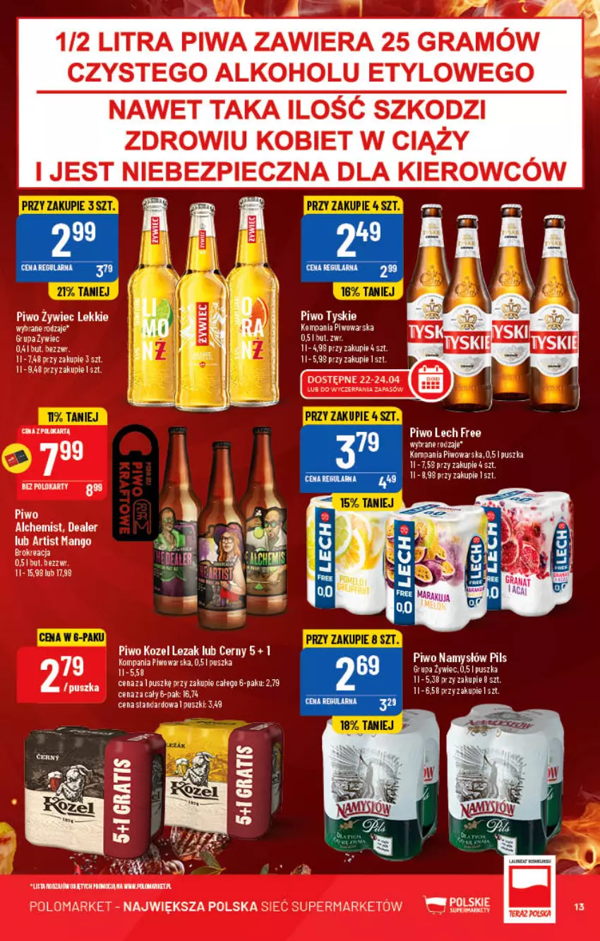 Gazetka promocyjna PoloMarket - Gazetka pomocyjna - ważna 20.04 do 26.04.2022 - strona 13 - produkty: Gra, Kozel, Mango, Namysłów, Piec, Piwa, Piwo, Tyskie