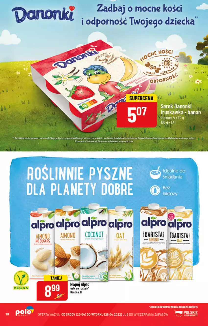 Gazetka promocyjna PoloMarket - Gazetka pomocyjna - ważna 20.04 do 26.04.2022 - strona 18 - produkty: Alpro, Danone, Napój, Por