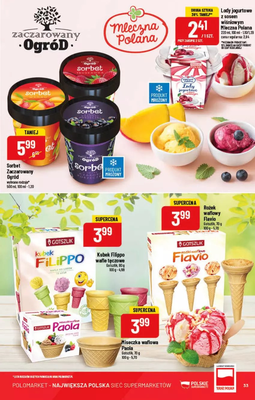 Gazetka promocyjna PoloMarket - Gazetka pomocyjna - ważna 20.04 do 26.04.2022 - strona 33 - produkty: Jogurt, Kubek, LANA, Lody, Ogród, Paola, Sos, Wafle