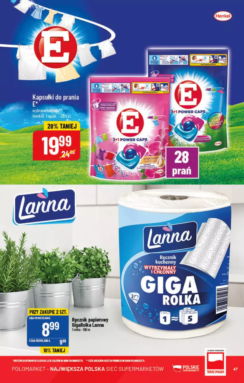 Gazetka promocyjna PoloMarket - Gazetka pomocyjna - ważna 20.04 do 26.04.2022 - strona 47 - produkty: Kapsułki do prania, Papier, Ręcznik