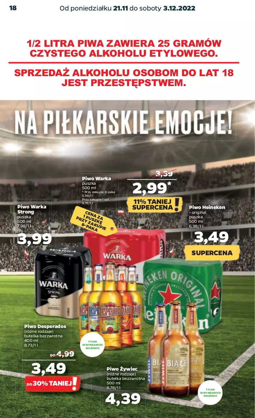 Gazetka promocyjna Netto - Oferta na Mundial - ważna 21.11 do 03.12.2022 - strona 18 - produkty: Desperados, Gin, Gra, Heineken, Piwa, Piwo, Warka