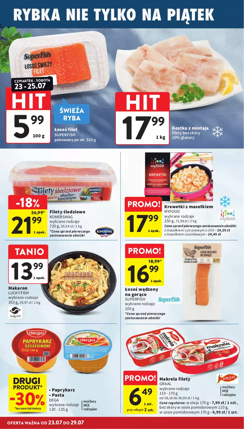 Gazetka promocyjna Intermarche - Gazetka promocyjna - ważna 23.07 do 29.07.2026 - strona 16 - produkty: Dega, Gra, Graal, Krewetki, Lazur, Makaron, Mintaj, Olej, Papryka, Paprykarz, Ryba, Sos