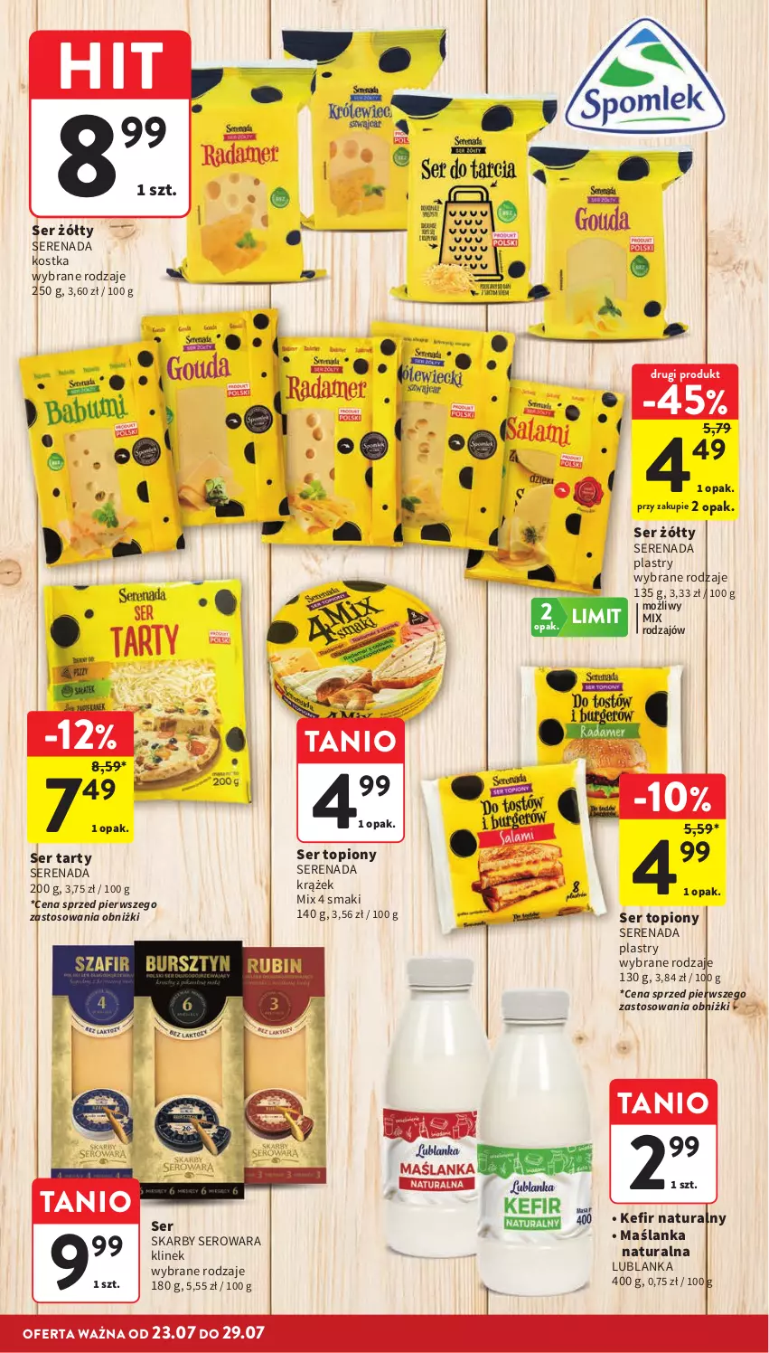 Gazetka promocyjna Intermarche - Gazetka promocyjna - ważna 23.07 do 29.07.2026 - strona 20 - produkty: Kefir, Kefir naturalny, Maślanka, Ser, Ser topiony, Top