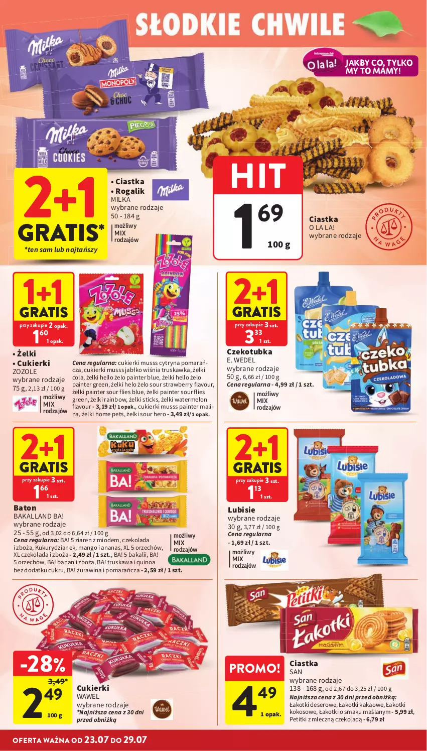 Gazetka promocyjna Intermarche - Gazetka promocyjna - ważna 23.07 do 29.07.2026 - strona 24 - produkty: Ananas, Ba!, Bakalland, Baton, Ciastka, Cukier, Cukierki, Czekolada, Deser, E. Wedel, Gra, Kakao, Kawa, Kokos, Lubisie, Mango, Melon, Milka, Mus, Quinoa, Rogal, Ser, Wawel