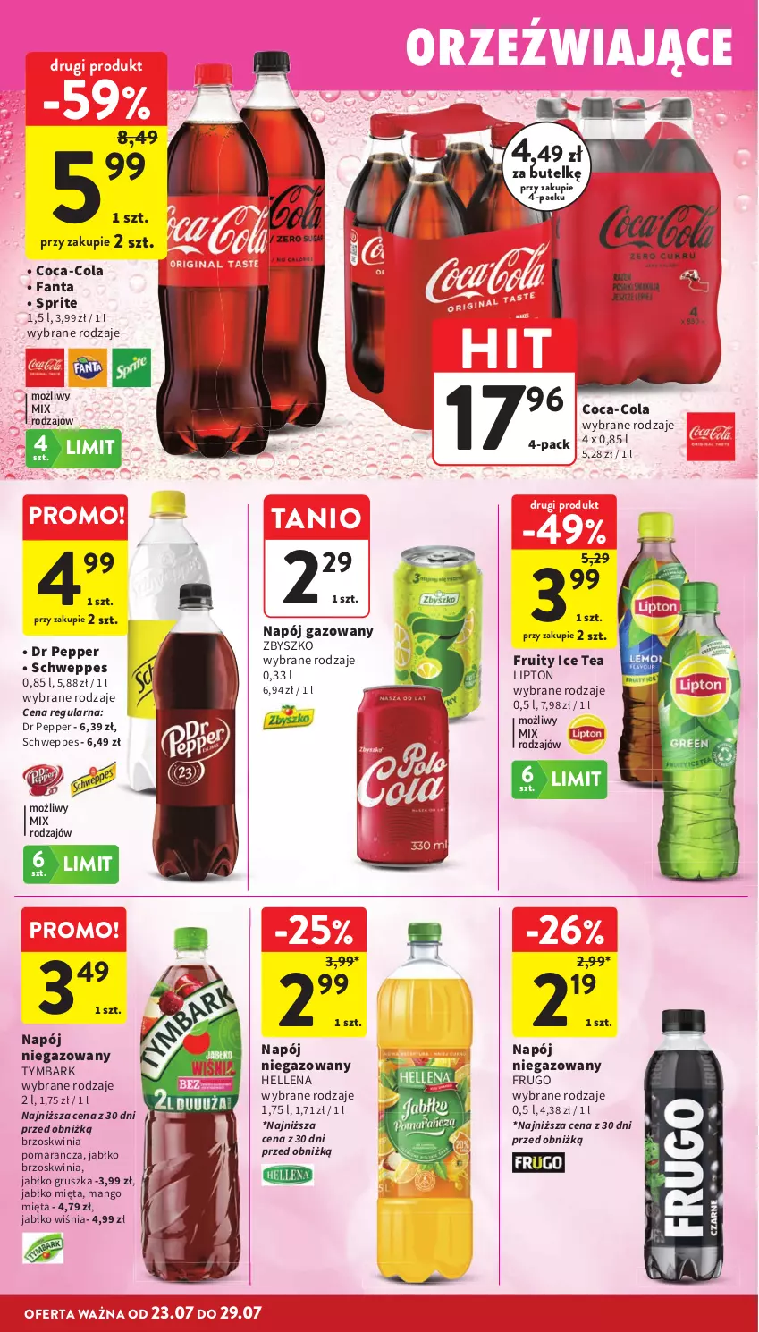 Gazetka promocyjna Intermarche - Gazetka promocyjna - ważna 23.07 do 29.07.2026 - strona 28 - produkty: Coca-Cola, Fa, Fanta, Hellena, Ice tea, Lipton, Mango, Mięta, Napój, Napój gazowany, Napój niegazowany, Schweppes, Sprite, Tymbark