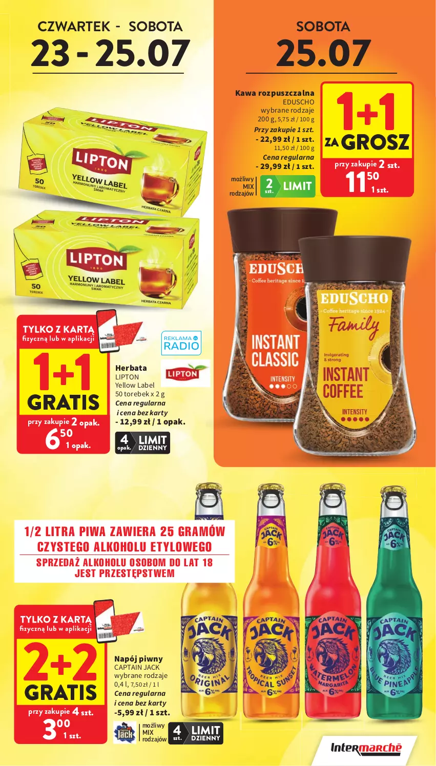 Gazetka promocyjna Intermarche - Gazetka promocyjna - ważna 23.07 do 29.07.2026 - strona 3 - produkty: Captain Jack, Gra, Herbata, Kawa, Kawa rozpuszczalna, Lipton, Napój, Piwa