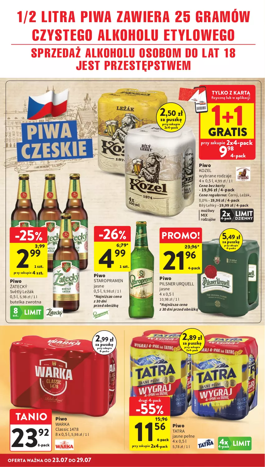 Gazetka promocyjna Intermarche - Gazetka promocyjna - ważna 23.07 do 29.07.2026 - strona 30 - produkty: Gra, Kozel, Pilsner Urquell, Piwa, Piwo, Tatra, Warka