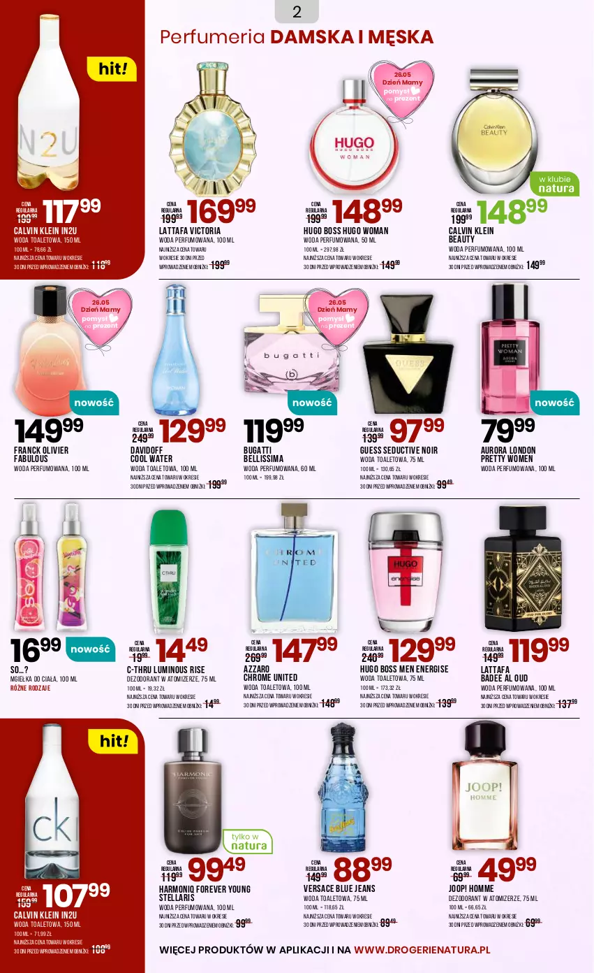 Gazetka promocyjna Drogerie Natura - Gazetka Drogerie Natura - ważna 06.05 do 22.05.2025 - strona 2 - produkty: Azzaro, Bell, C-Thru, Calvin Klein, Davidoff, Dezodorant, Fa, Hugo Boss, JOOP!, Perfum, Stellaris, Versace, Woda, Woda perfumowana, Woda toaletowa