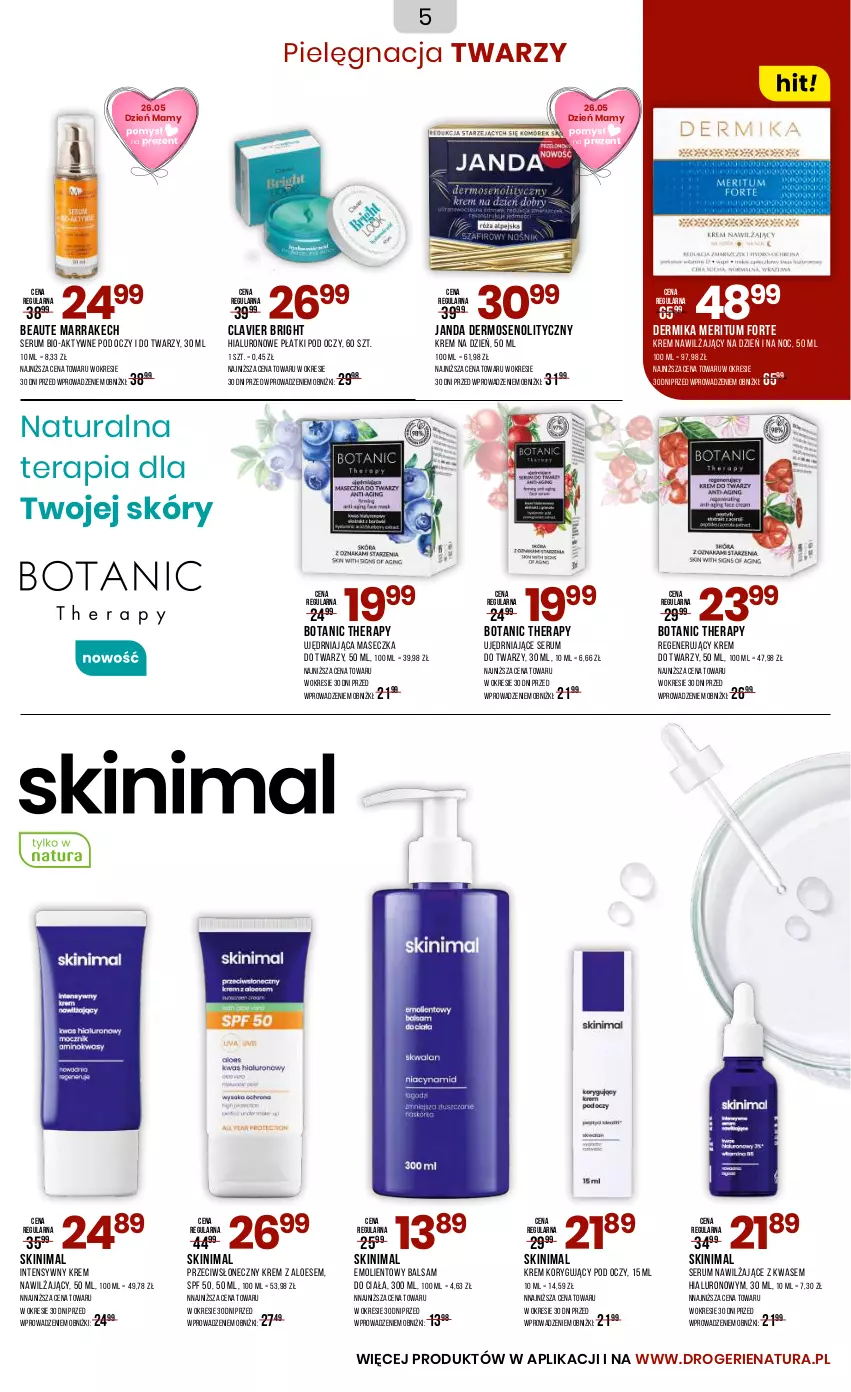 Gazetka promocyjna Drogerie Natura - Gazetka Drogerie Natura - ważna 06.05 do 22.05.2025 - strona 5 - produkty: Balsam do ciała, Dermika, Krem do twarzy, Krem na dzień, Krem nawilżający, Rum, Ser, Serum, Serum do twarzy, Tera