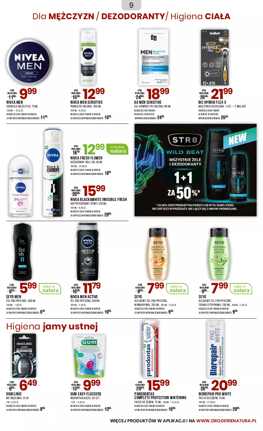Gazetka promocyjna Drogerie Natura - Gazetka Drogerie Natura - ważna 06.05 do 22.05.2025 - strona 9 - produkty: Antyperspirant, BIC, Biorepair, Clin, Dezodorant, Higiena jamy ustnej, Lack, Maszynka, Maszynka do golenia, Nivea, Nivea Men, Olej, Parodontax, Pasta do zębów, Pianka do golenia, Ser, Szynka