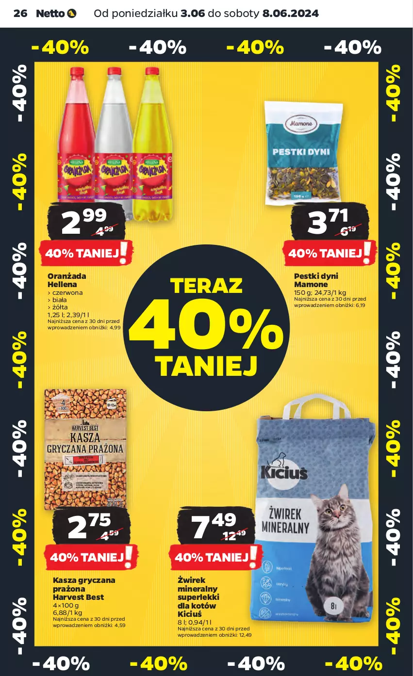 Gazetka promocyjna Netto - Od Poniedziałku - ważna 03.06 do 08.06.2024 - strona 26 - produkty: Gry, Hellena, Kasza, Kasza gryczana, Oranżada, Pestki dyni, Tera