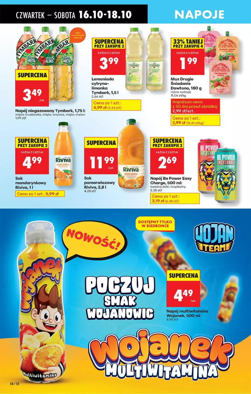Gazetka promocyjna Biedronka - Od Czwartku - ważna 16.10 do 22.10.2025 - strona 66 - produkty: Ananas, Dawtona, Fa, Lemoniada, Limonka, Melon, Mięta, Mus, Napój, Napój niegazowany, Sok, Tymbark