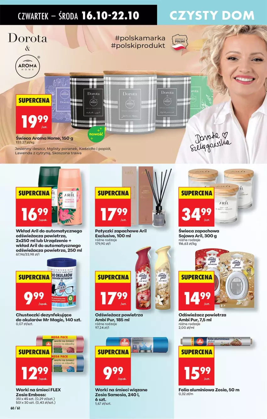 Gazetka promocyjna Biedronka - Od Czwartku - ważna 16.10 do 22.10.2025 - strona 72 - produkty: Ambi Pur, Chusteczki, Folia aluminiowa, HP, Kosz, Odświeżacz powietrza, Por, Pur, Worki na śmiec, Worki na śmieci