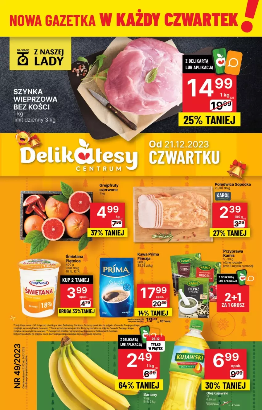 Gazetka promocyjna Delikatesy Centrum - NOWA GAZETKA Delikatesy Centrum od 21 grudnia! 21-24.12.2023 - ważna 21.12 do 24.12.2023 - strona 1 - produkty: Bigos, Gin, Kujawski, LG, Rum, Szynka, Szynka wieprzowa