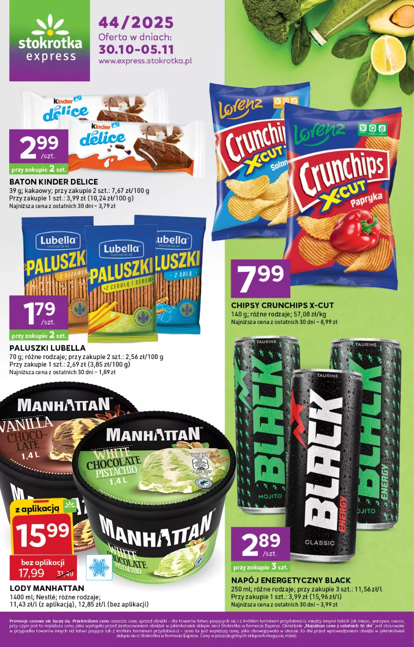 Gazetka promocyjna Stokrotka - Stokrotka Express - ważna 30.10 do 05.11.2025 - strona 1 - produkty: Baton, Bell, Bella, Kakao, Kinder, Lody, Lubella, Owoce, Warzywa