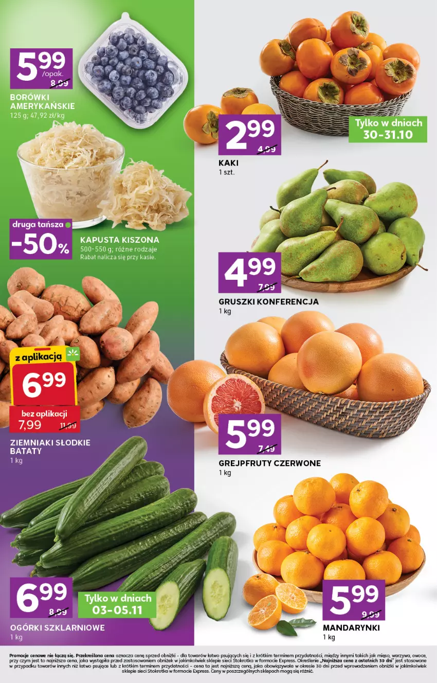 Gazetka promocyjna Stokrotka - Stokrotka Express - ważna 30.10 do 05.11.2025 - strona 2 - produkty: Grejpfrut, Gruszki, Mandarynki, Mięso, Owoce, Warzywa, Ziemniaki