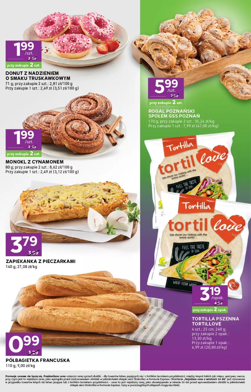 Gazetka promocyjna Stokrotka - Stokrotka Express - ważna 30.10 do 05.11.2025 - strona 3 - produkty: Bagietka, Donut, Mięso, Owoce, Piec, Pieczarka, Półbagietka, Rogal, Tortilla, Warzywa, Zapiekanka
