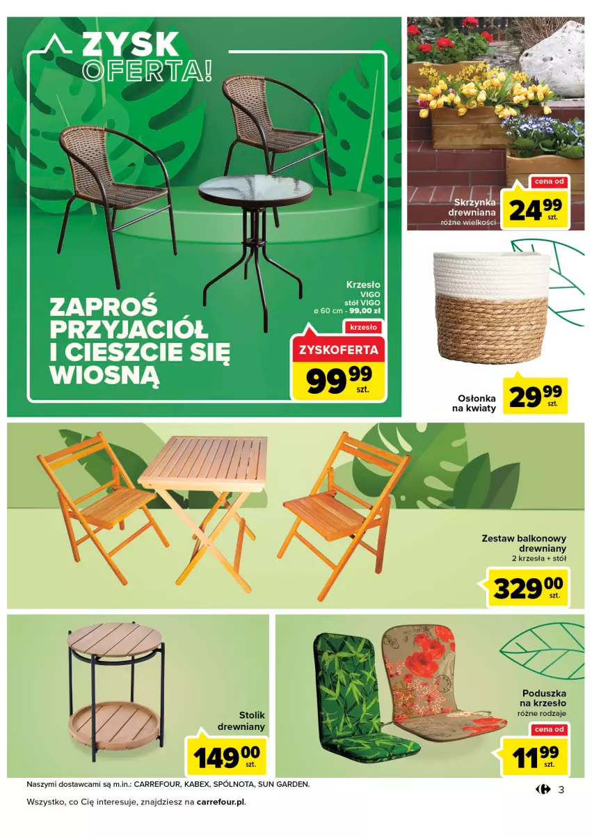 Gazetka promocyjna Carrefour - Gazetka Wiosna w ogrodzie - ważna 15.03 do 16.04.2022 - strona 3 - produkty: Krzesło, Poduszka, Stół, Stolik