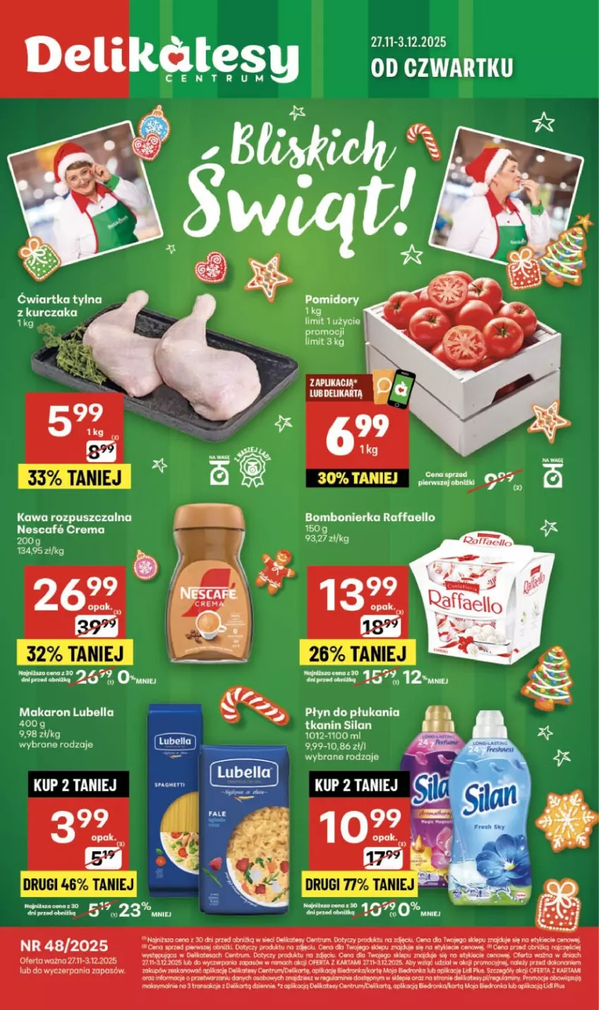 Gazetka promocyjna Delikatesy Centrum - Franczyza DC48 Czwartek - ważna 27.11 do 03.12.2025 - strona 1 - produkty: Bell, Bella, Fa, Koc, Lubella, Makaron, Orka, Płyn do płukania, Raffaello, Rama, Rum, Tran