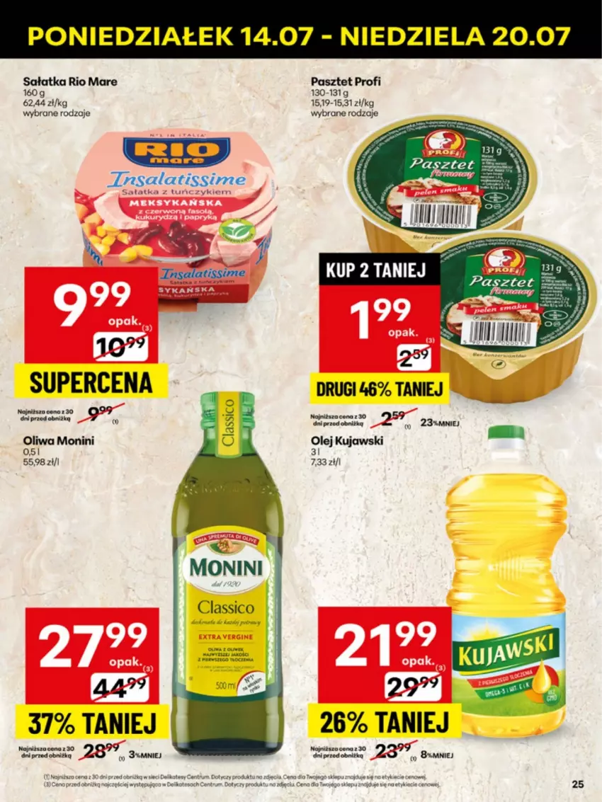 Gazetka promocyjna Delikatesy Centrum - Franczyza DC29 Poniedziałek - ważna 14.07 do 20.07.2025 - strona 25 - produkty: Kujawski, Monini, Olej, Oliwa, Pasztet, Rio Mare, Rum, Sałat, Sałatka