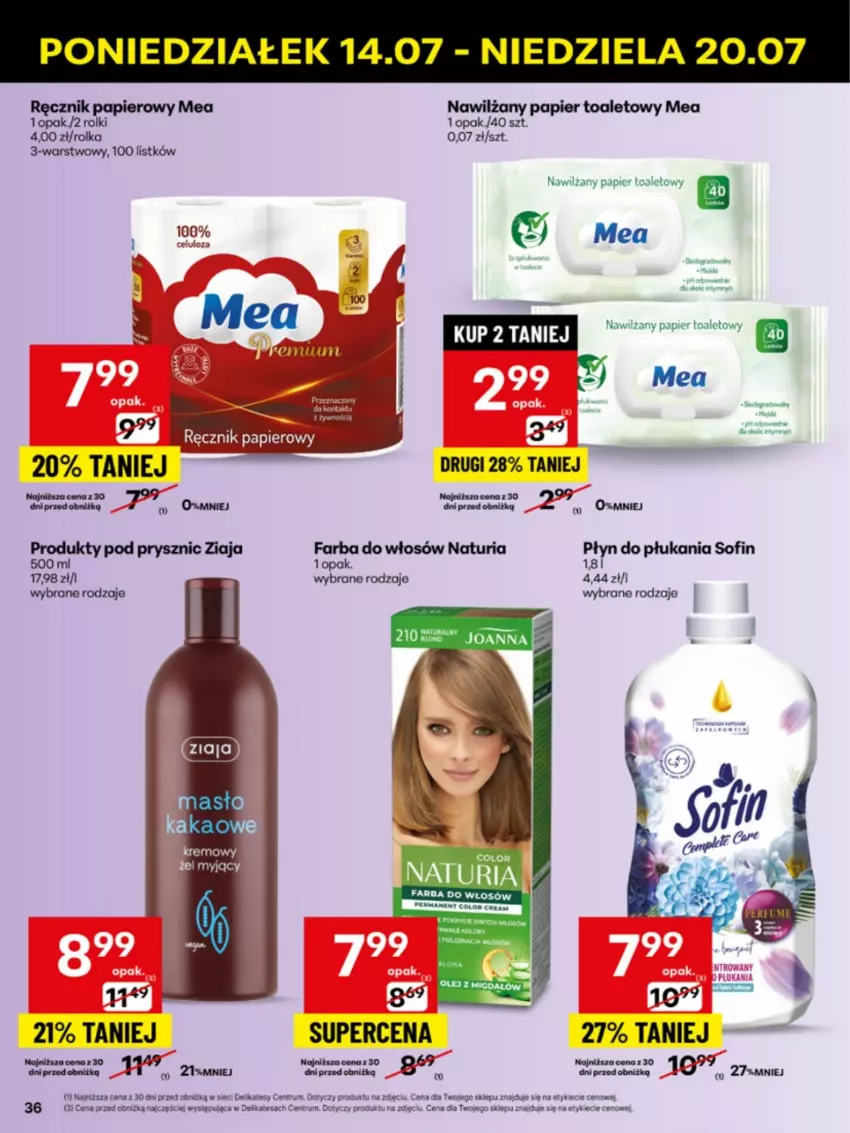Gazetka promocyjna Delikatesy Centrum - Franczyza DC29 Poniedziałek - ważna 14.07 do 20.07.2025 - strona 36 - produkty: Fa, Farba do włosów, Nawilżany papier, Papier, Papier toaletowy, Płyn do płukania, Ręcznik, Rolki, Rum, Ziaja