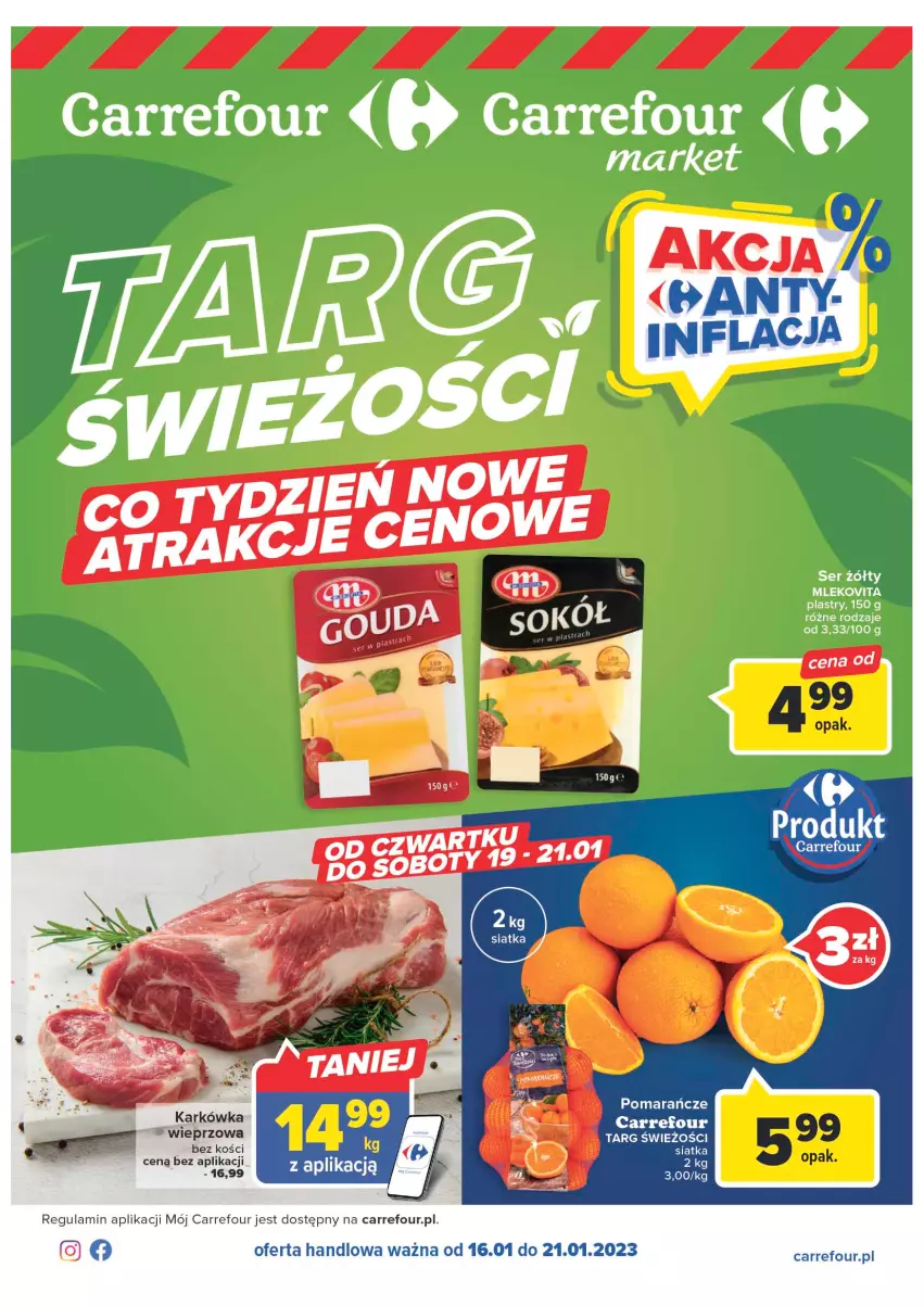 Gazetka promocyjna Carrefour - Gazetka Targ świeżości - ważna 16.01 do 21.01.2023 - strona 1 - produkty: LG, Pomarańcze