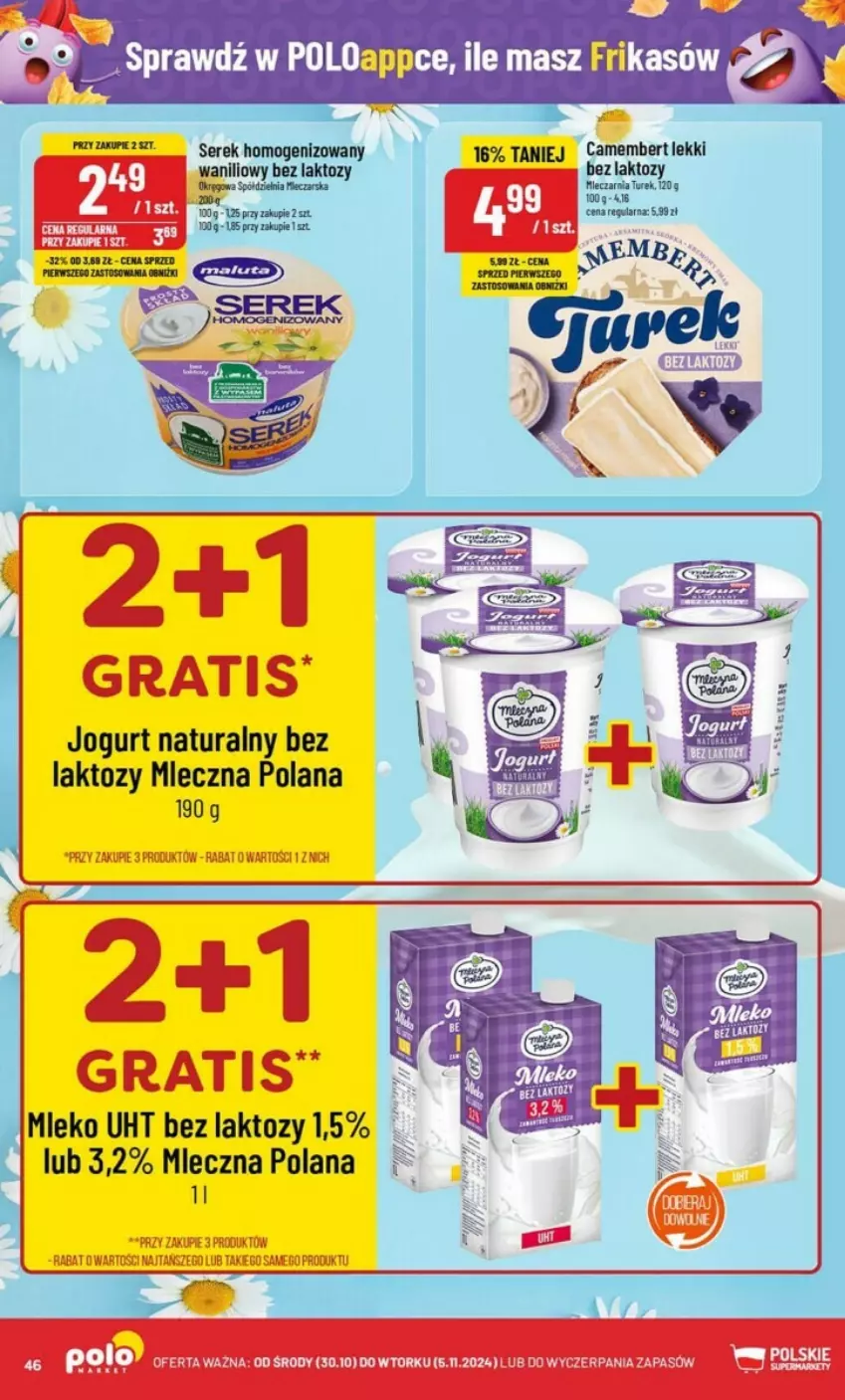 Gazetka promocyjna PoloMarket - ważna 30.10 do 05.11.2024 - strona 41 - produkty: Camembert, Gra, Jogurt, Jogurt naturalny, LANA, Mleko, Ser, Serek, Serek homogenizowany