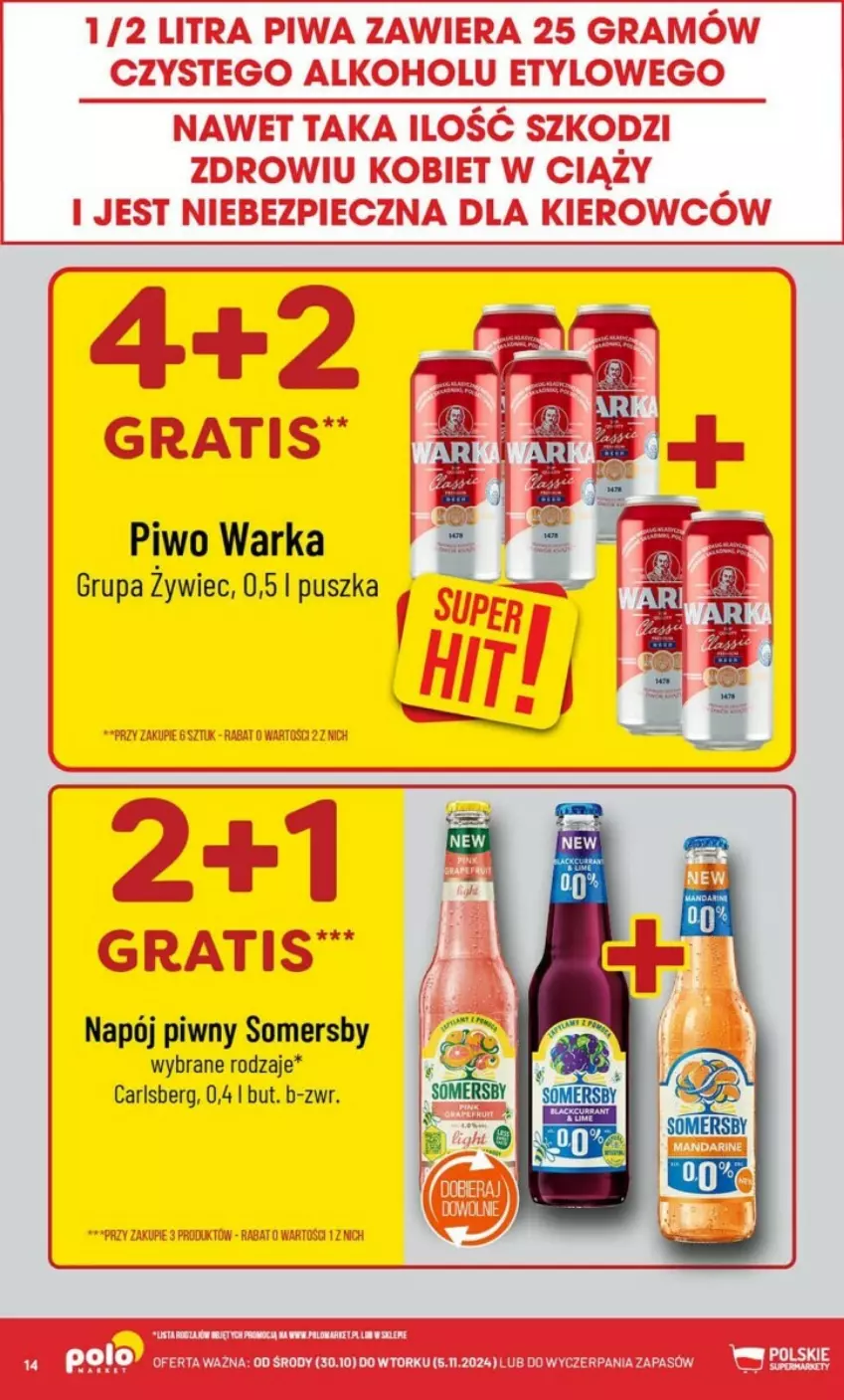 Gazetka promocyjna PoloMarket - ważna 30.10 do 05.11.2024 - strona 6 - produkty: Carlsberg, Gra, Napój, Piec, Piwa, Piwo, Somersby, Warka