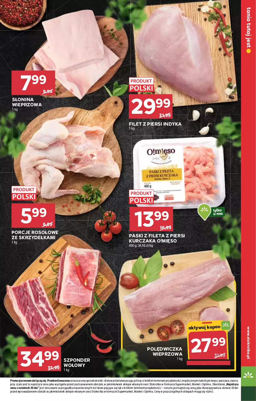 Gazetka promocyjna Stokrotka - Supermarket - ważna 15.01 do 21.01.2026 - strona 9 - produkty: Filet z piersi indyka, Kurczak, Mięso, Optima, Owoce, Polędwiczka wieprzowa, Por, Warzywa