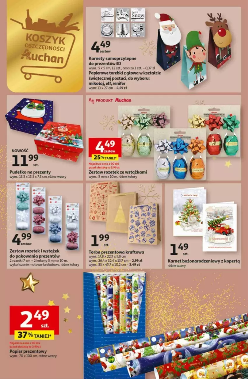 Gazetka promocyjna Auchan - ważna 16.11 do 22.11.2023 - strona 25 - produkty: Fa, Kosz, Mop, Papier, Pudełko, Renifer, Torba, Torba prezentowa, Wstążka