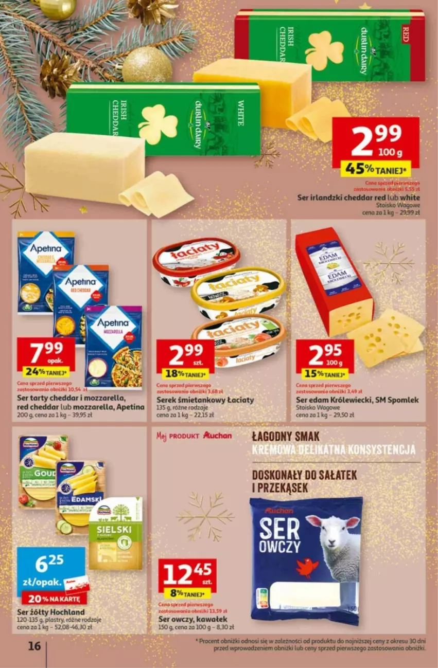 Gazetka promocyjna Auchan - ważna 16.11 do 22.11.2023 - strona 8 - produkty: Cheddar, Edam, Hochland, Kawa, Mozzarella, Sałat, Ser, Ser owczy, Serek, Wałek