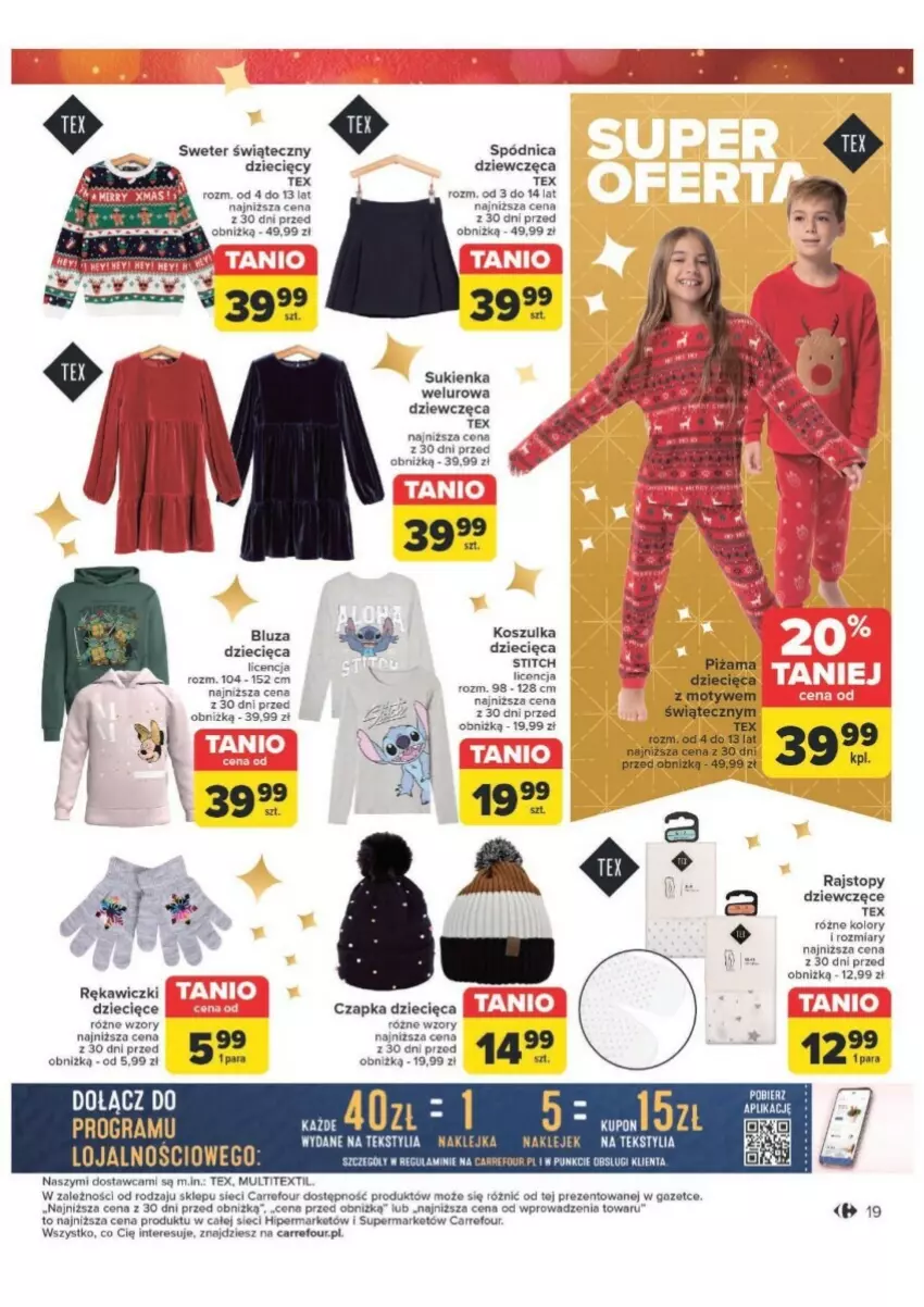 Gazetka promocyjna Carrefour - ważna 12.11 do 30.11.2024 - strona 11 - produkty: Bluza, Czapka, Dzieci, Klej, Kosz, Koszulka, Rajstopy, Spódnica, Sukienka, Sweter, Top