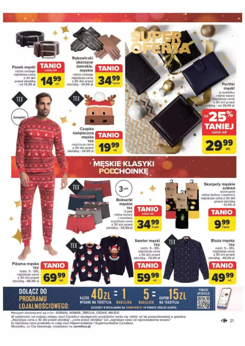 Gazetka promocyjna Carrefour - ważna 12.11 do 30.11.2024 - strona 14 - produkty: Bluza, Bokserki, Czapka, Karp, Klej, Pasek, Pasek męski, Piżama, Por, Ser, Sweter