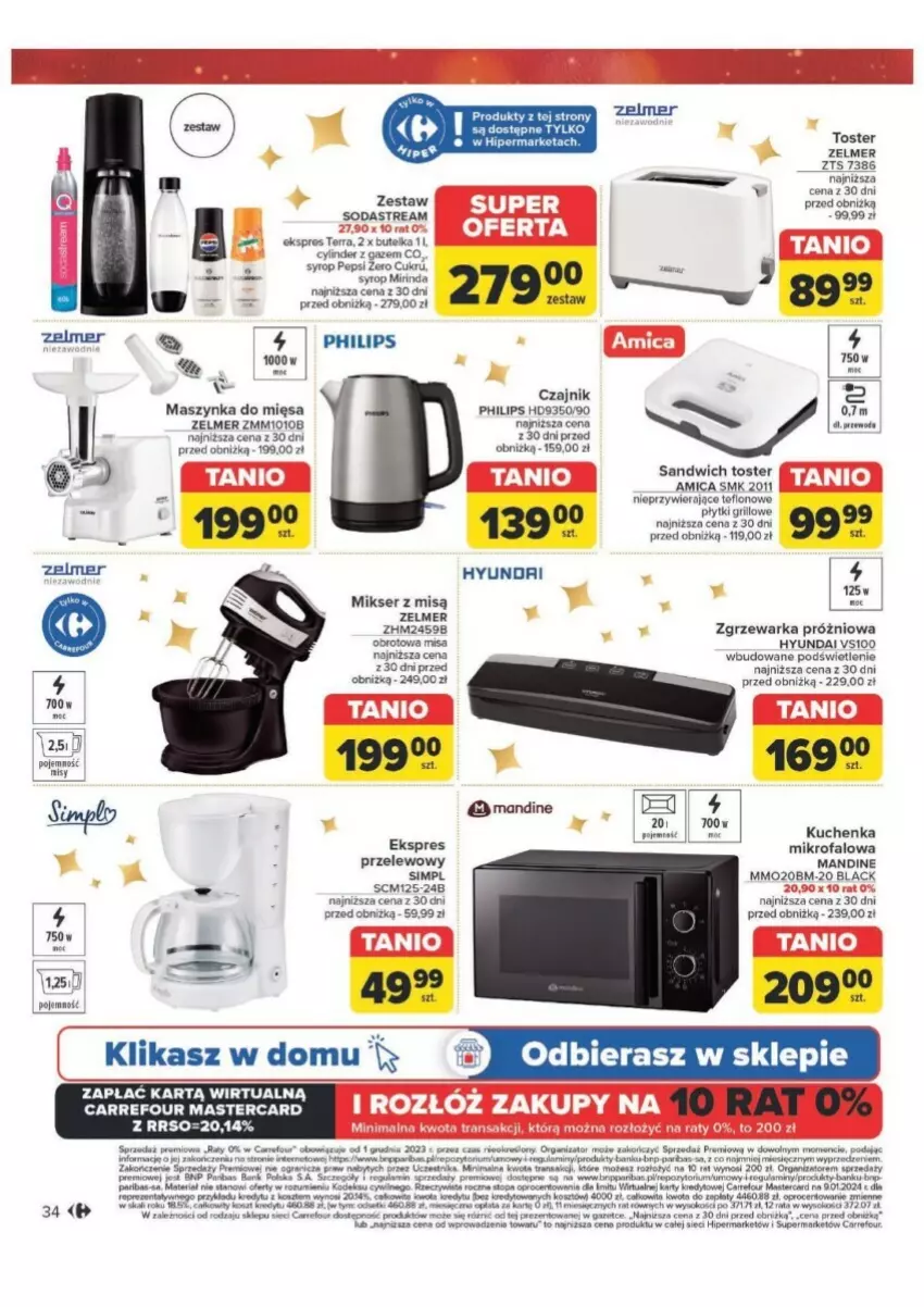 Gazetka promocyjna Carrefour - ważna 12.11 do 30.11.2024 - strona 28 - produkty: Amica, Czajnik, Fa, Gra, Grill, Kosz, Kuchenka mikrofalowa, Lack, Maszynka, Mikser, Mikser z misą, Mirinda, NBA, Pepsi, Philips, Por, Ser, Sok, Syrop, Szynka, Top, Toster, Tran, Warka, Zelmer