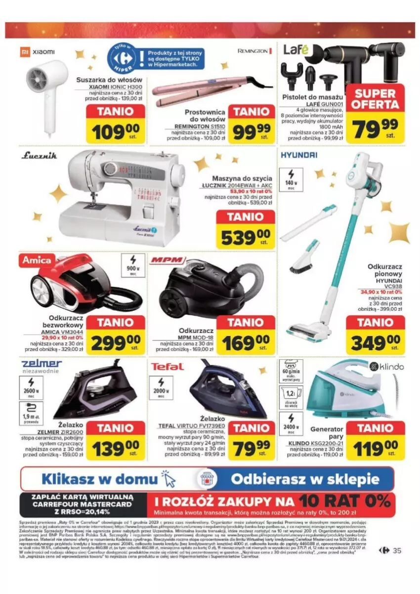 Gazetka promocyjna Carrefour - ważna 12.11 do 30.11.2024 - strona 29 - produkty: Akumulator, Amica, Fa, Gra, Kosz, Odkurzacz, Pistolet, Por, Remington, Rum, Sok, Suszarka, Szyna, Tefal, Top, Tran, Virtu, Zelmer