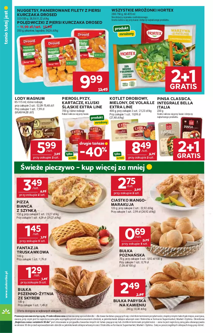 Gazetka promocyjna Stokrotka - Market - ważna 01.10 do 07.10.2026 - strona 10 - produkty: Bell, Bella, Bułka, Fa, Fanta, Gra, Hortex, Kotlet, Kurczak, Lody, Mango, Mięso, Optima, Owoce, Piec, Pieczywo, Pierogi, Pizza, Szpinak, Warzywa