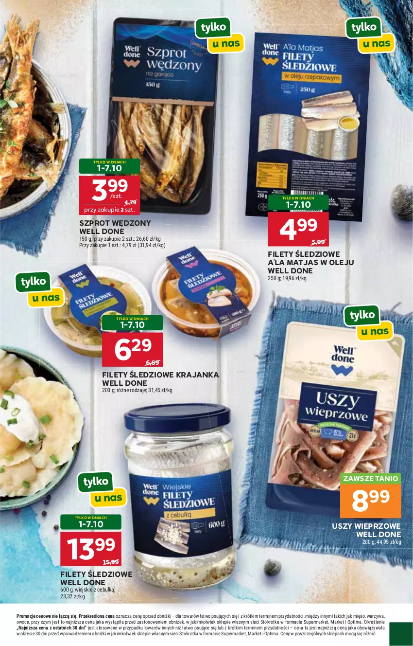Gazetka promocyjna Stokrotka - Market - ważna 01.10 do 07.10.2026 - strona 19 - produkty: Matjas, Mięso, Olej, Optima, Owoce, Szprot, Warzywa
