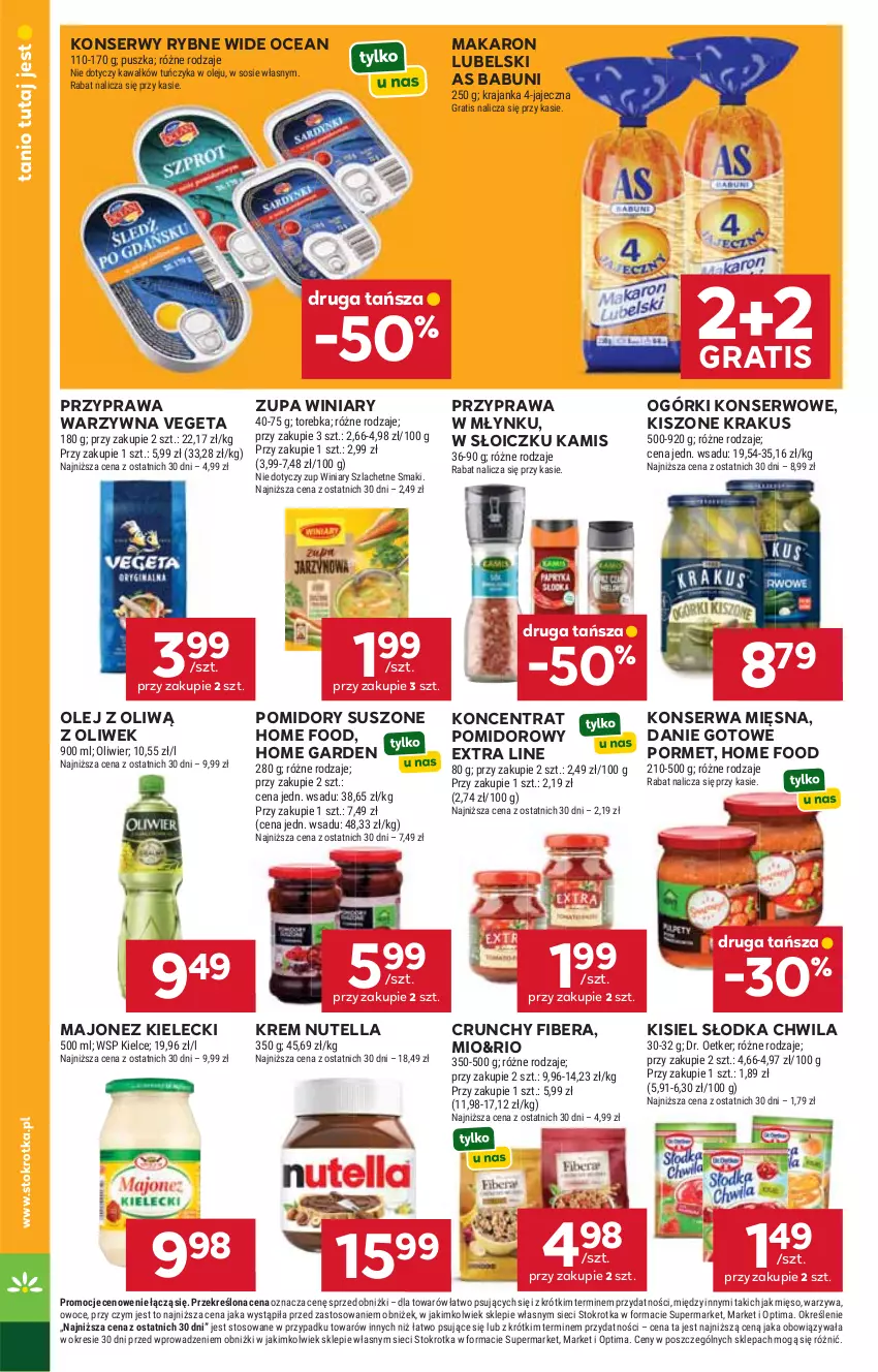 Gazetka promocyjna Stokrotka - Market - ważna 01.10 do 07.10.2026 - strona 26 - produkty: Babuni, Danie gotowe, Dr. Oetker, Gra, Kamis, Kawa, Kisiel, Koncentrat pomidorowy, Krakus, Majonez, Makaron, Mięso, Nutella, Ogórki konserwowe, Olej, Optima, Owoce, Pomidory, Por, Ser, Słodka Chwila, Sos, Torebka, Tuńczyk, Vegeta, Warzywa, Winiary, Zupa