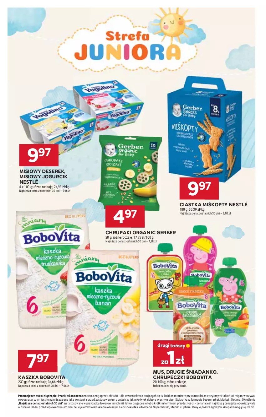 Gazetka promocyjna Stokrotka - Market - ważna 01.10 do 07.10.2026 - strona 34 - produkty: BoboVita, Ciastka, Deser, Gerber, Mięso, Mus, Nestlé, Optima, Owoce, Ser, Serek, Warzywa